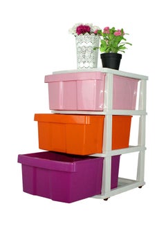 3-Drawer Storage Cabinet With Wheels Multicolour 50x70x40cm