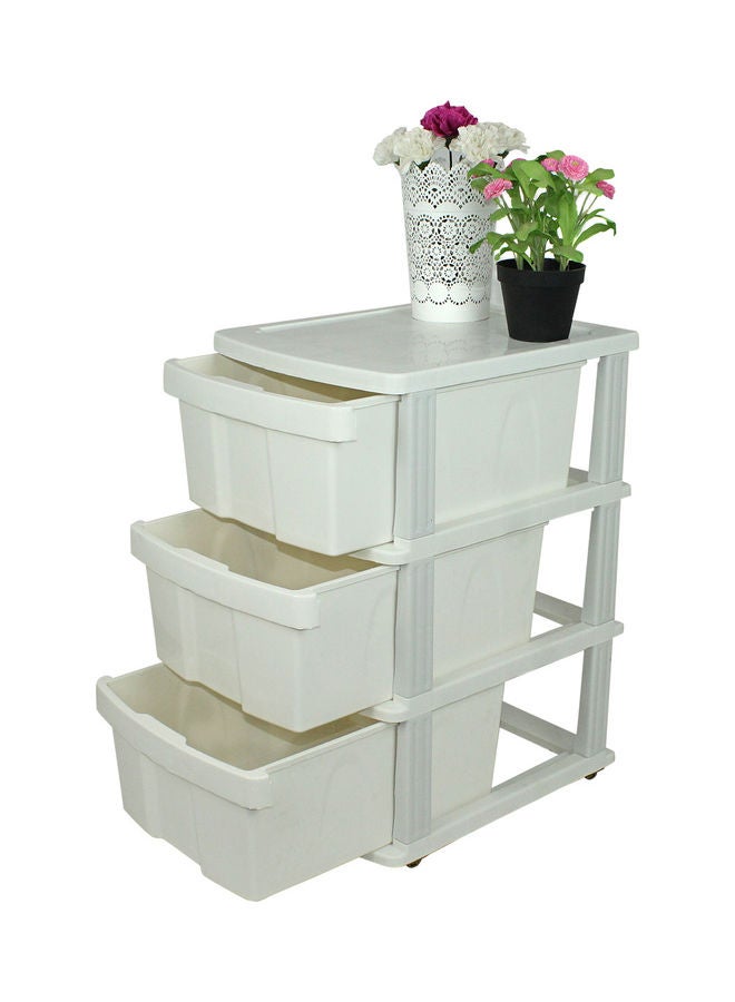 Faller 3-Drawer Storage Cabinet With Wheels White 50x70x40cm - Image 1