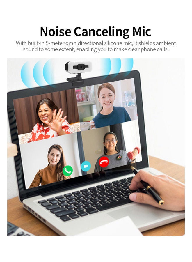 Silicone 2K USB Webcam with Noise Canceling Omnidirectional White/Black  - Image 5