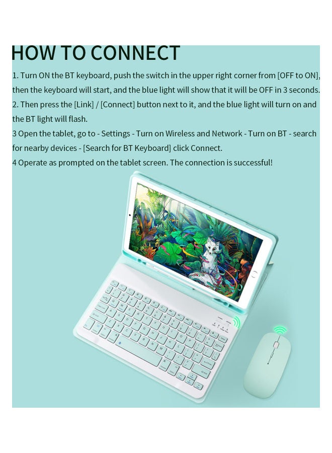 Generic Tablet Wireless Keyboard and Mouse Combo Ultra-slim Design Green  - Image 4