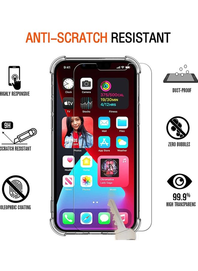 Rock Pow Soft TPU Silicone Protective Case For iPhone 6.1 Inch 13 Pro with 3 Units Tempered Glass Screen Protector Clear - Image 3