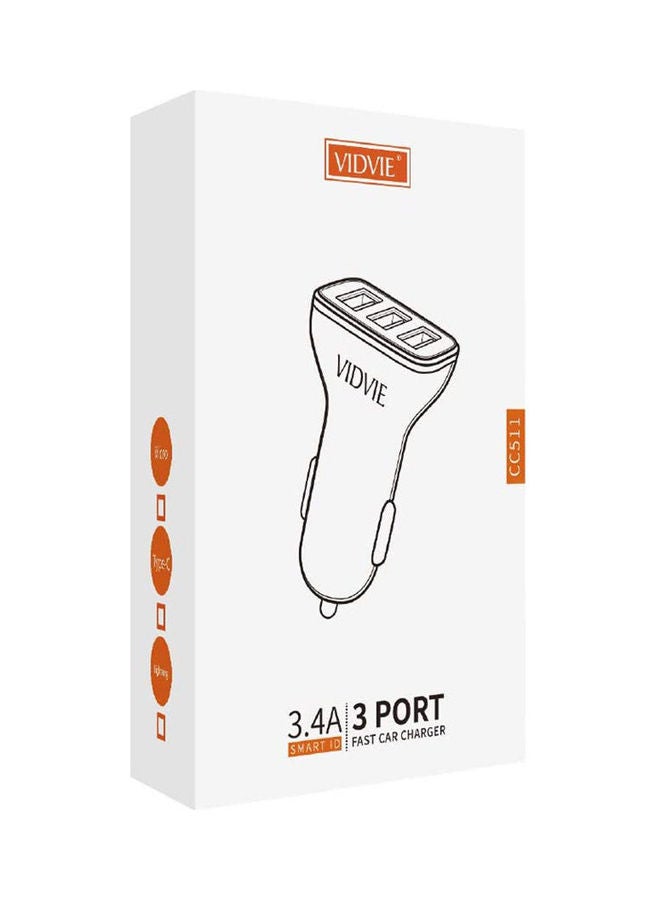 فيدفي 3.4A Fast Car Charger With Lightning Cable White - Image 2