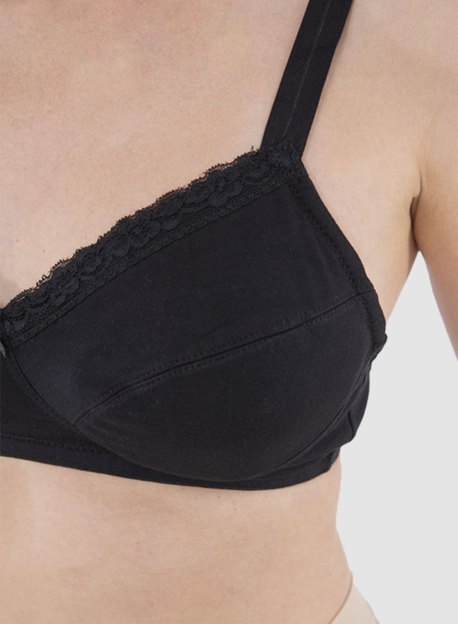 Carina Lace Trim Non-Padded Bra Black - Image 2
