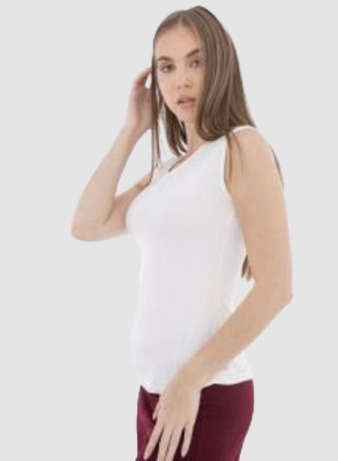 Carina Sleeveless Crew Neck Top Snow - Image 1