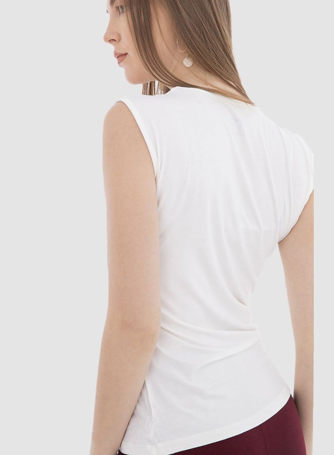 Carina Sleeveless Crew Neck Top Snow - Image 2