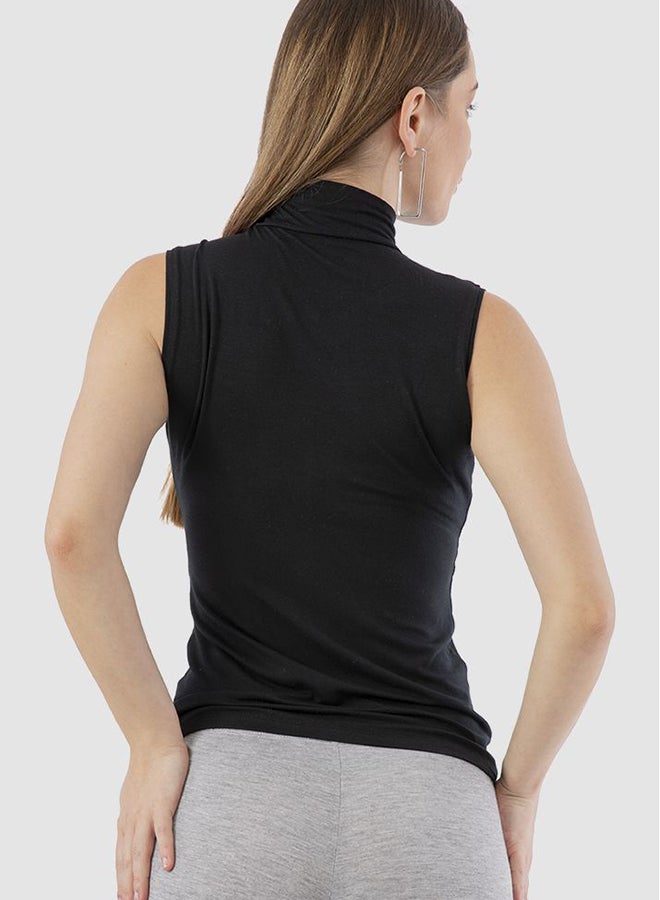 Carina High Neck Sleeveless Top Black - Image 2
