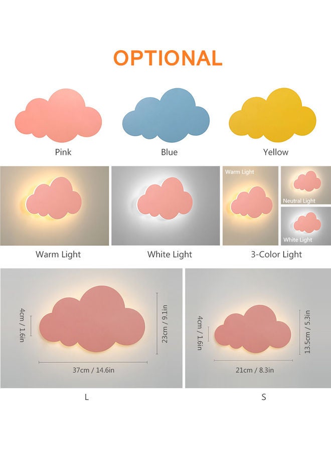 مصباح حائط LED على شكل سحابة لغرفة الأطفال أزرق 28 x 10 x 28سم  - Image 3