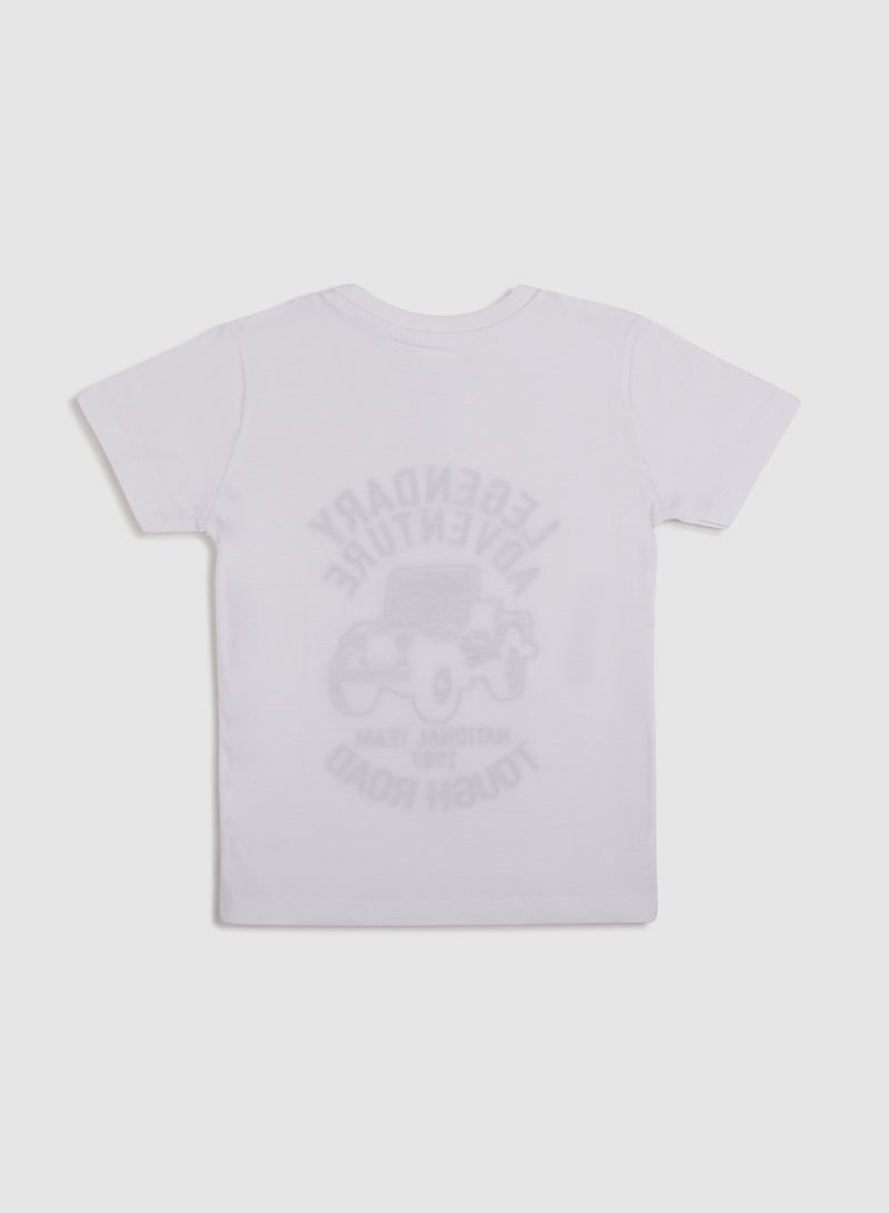 نيون  تيشيرت برقبة مستديرة مطبوع برسمة أبيض/ أسود - Image 2