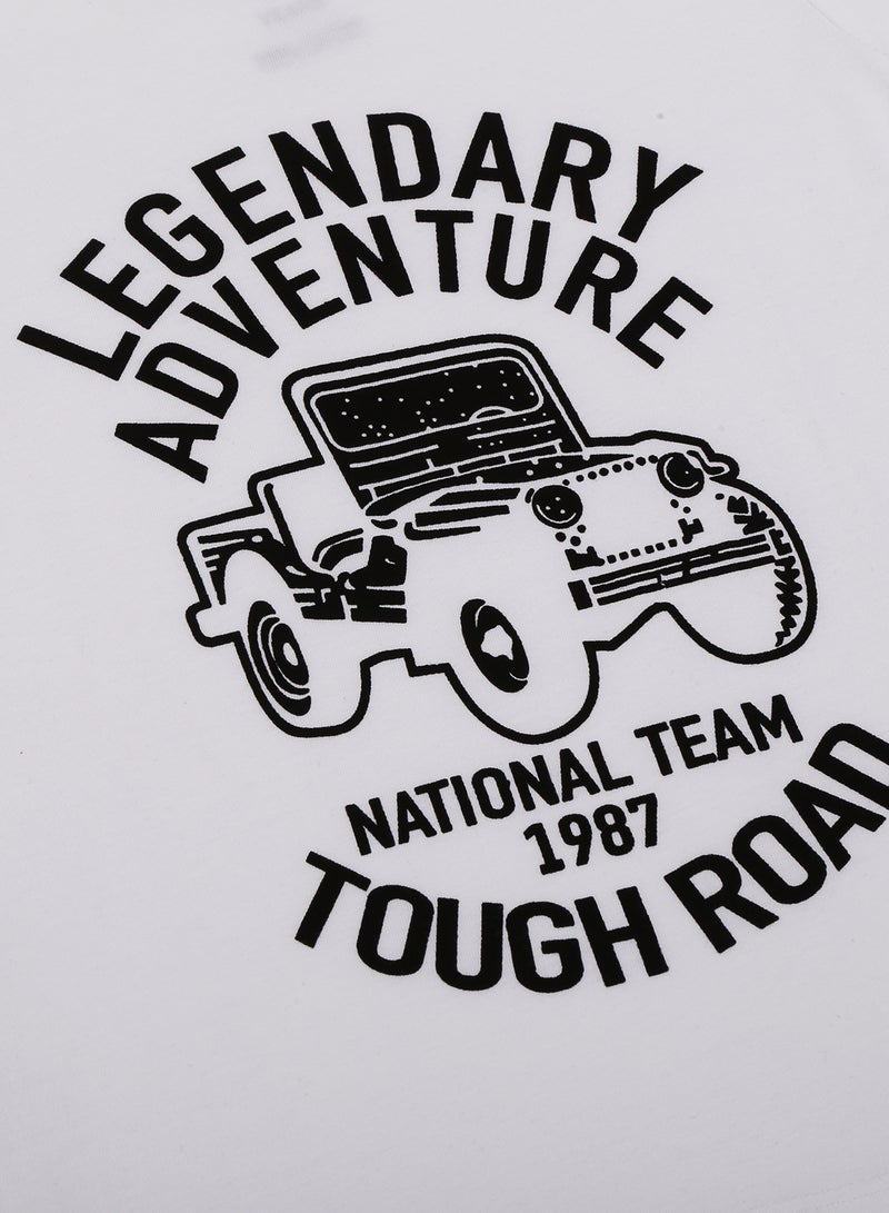 نيون  تيشيرت برقبة مستديرة مطبوع برسمة أبيض/ أسود - Image 3