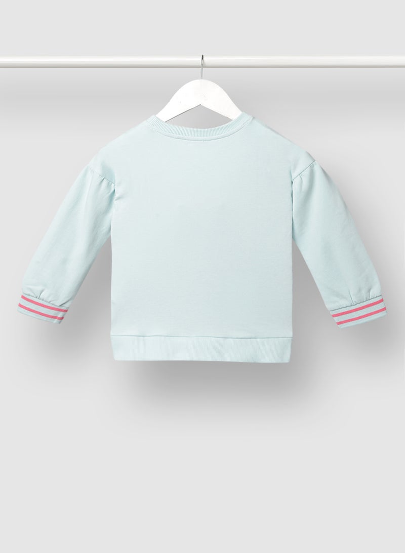 NEON - Stylish Teen Girls Printed Sweat Shirt Round Neck Light Blue - Image 1