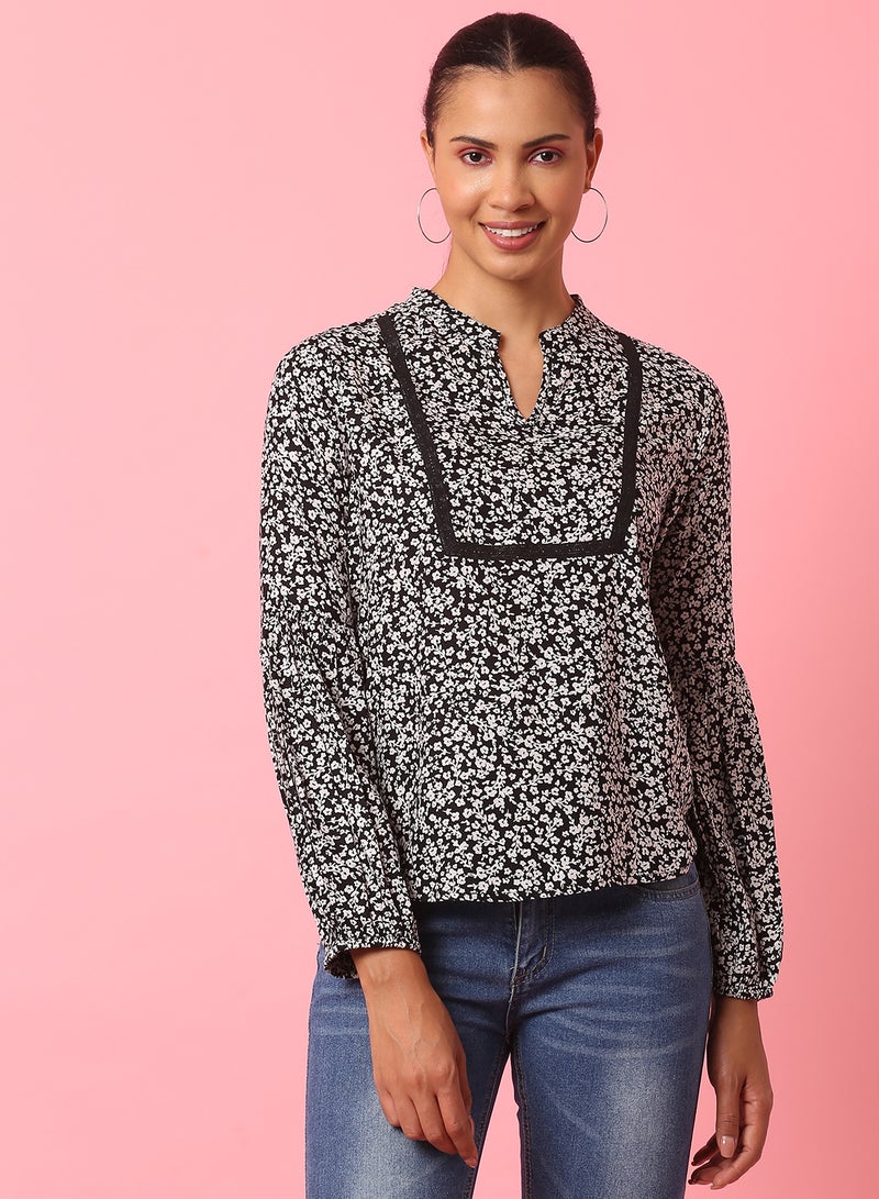 Aila Printed Casual Top black/white multicolor - Image 1