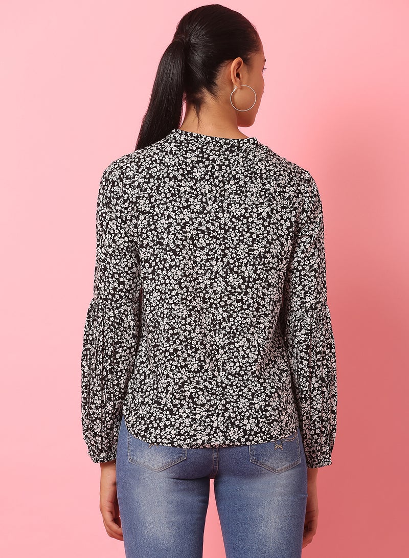Aila Printed Casual Top black/white multicolor - Image 2