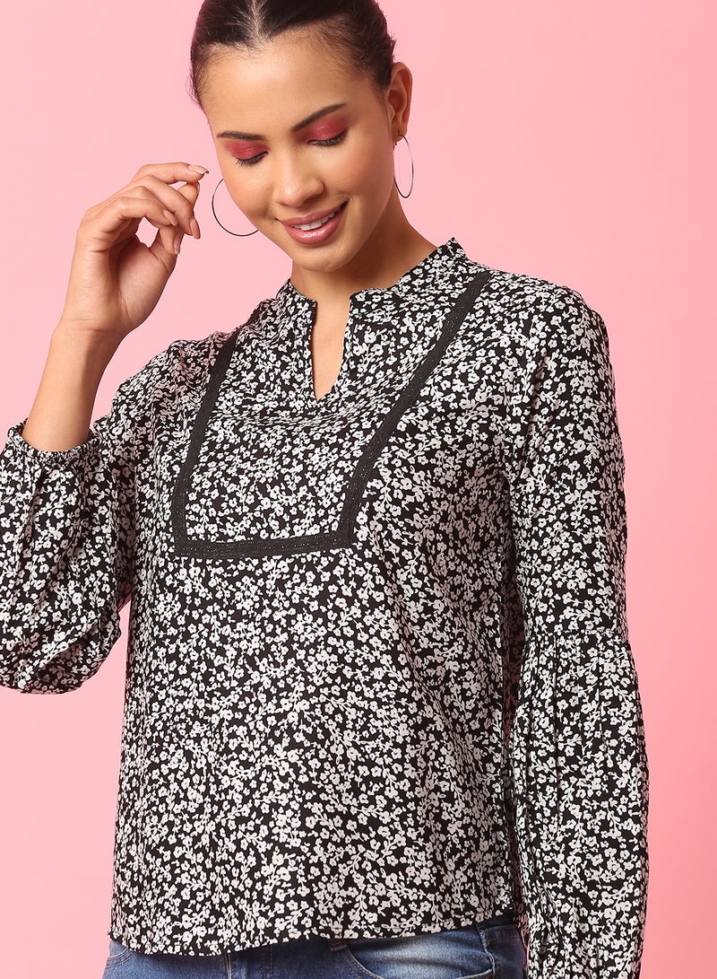 Aila Printed Casual Top black/white multicolor - Image 4