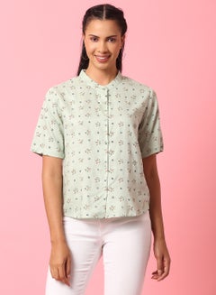 Fashionable Short Sleeve Shirt Light Green