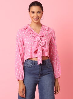 Casual Stylish Top Pink/White
