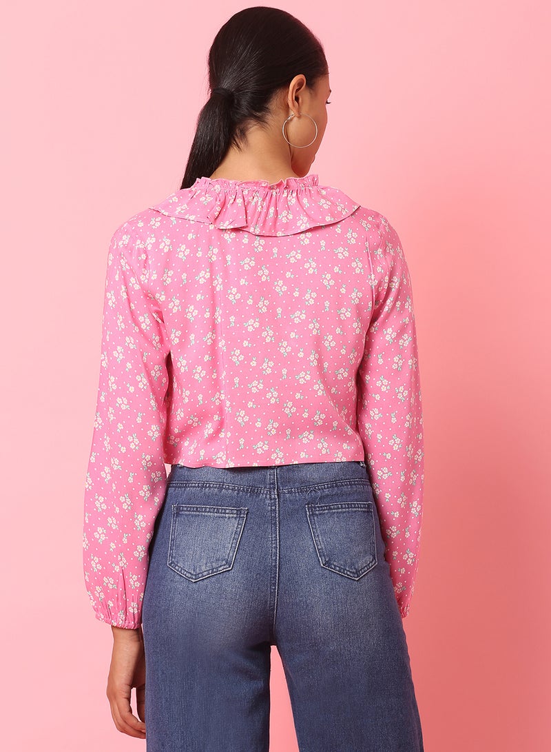 Aila - Casual Stylish Top Pink/White - Image 1