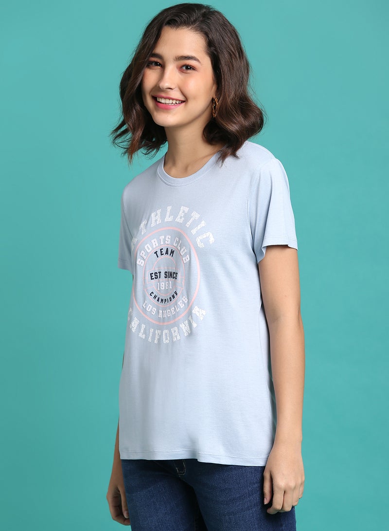 DRIP - Graphic Crew Neck T-Shirt Blue Fog - Image 1