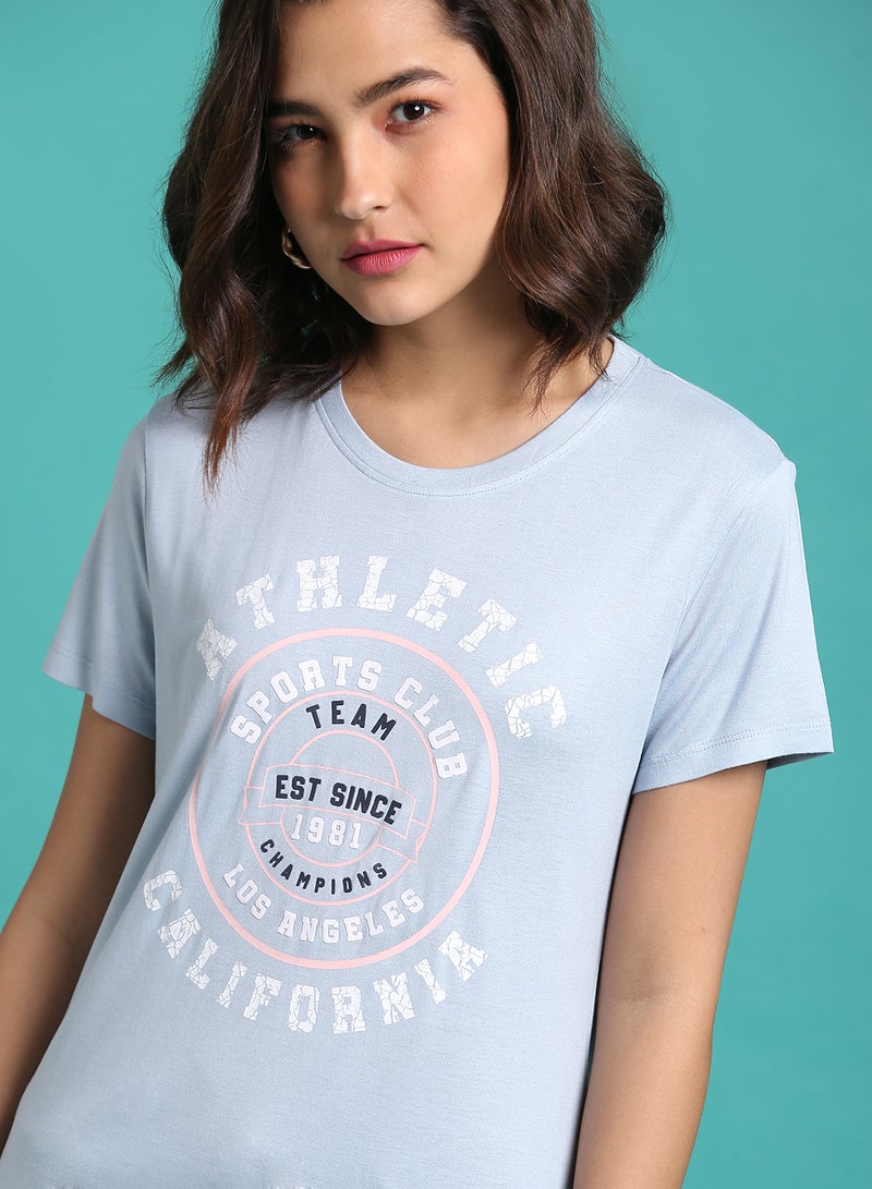 DRIP - Graphic Crew Neck T-Shirt Blue Fog - Image 1