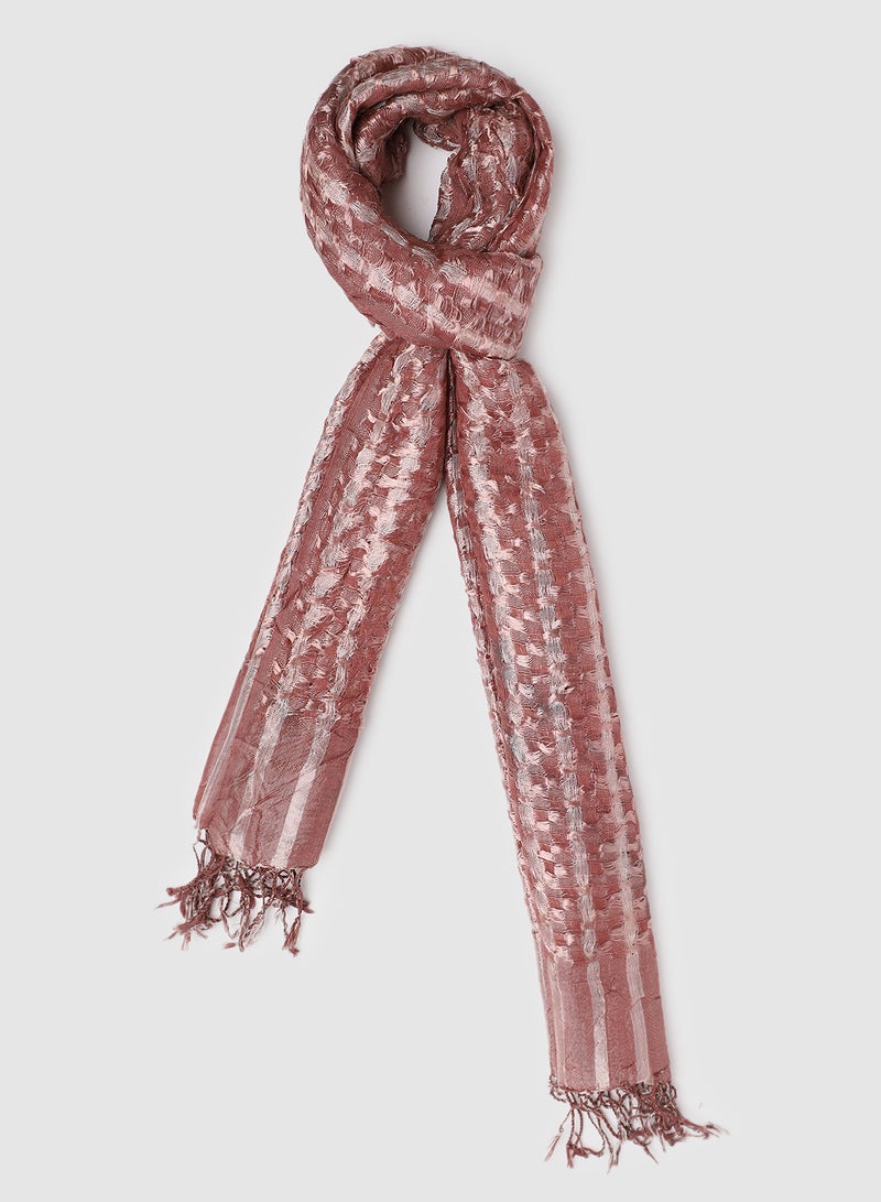 Aila Regular Stripes Scarf Pink/Brown - Image 1