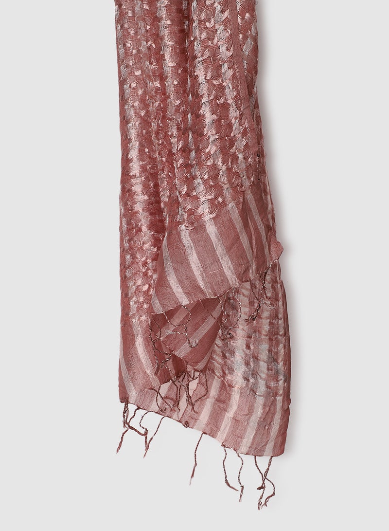Aila Regular Stripes Scarf Pink/Brown - Image 3