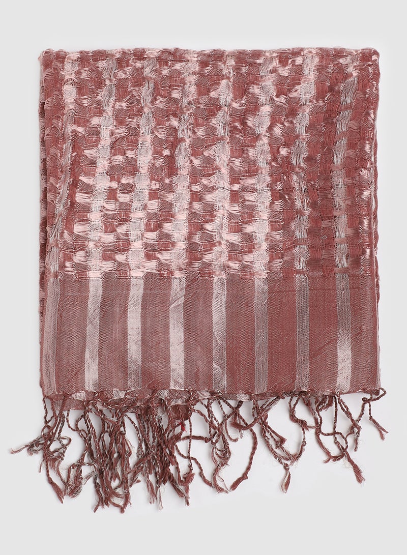 Aila Regular Stripes Scarf Pink/Brown - Image 2