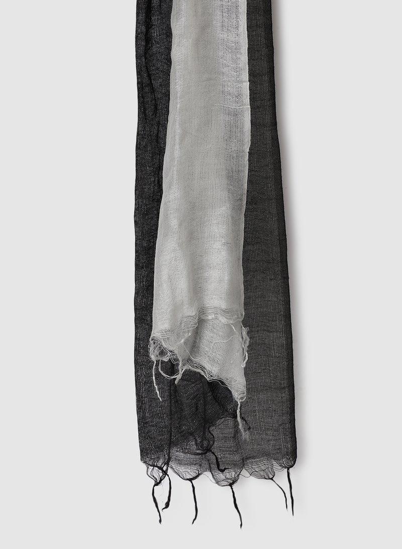 Aila Colourblock Pattern Scarf Black/White  - Image 3