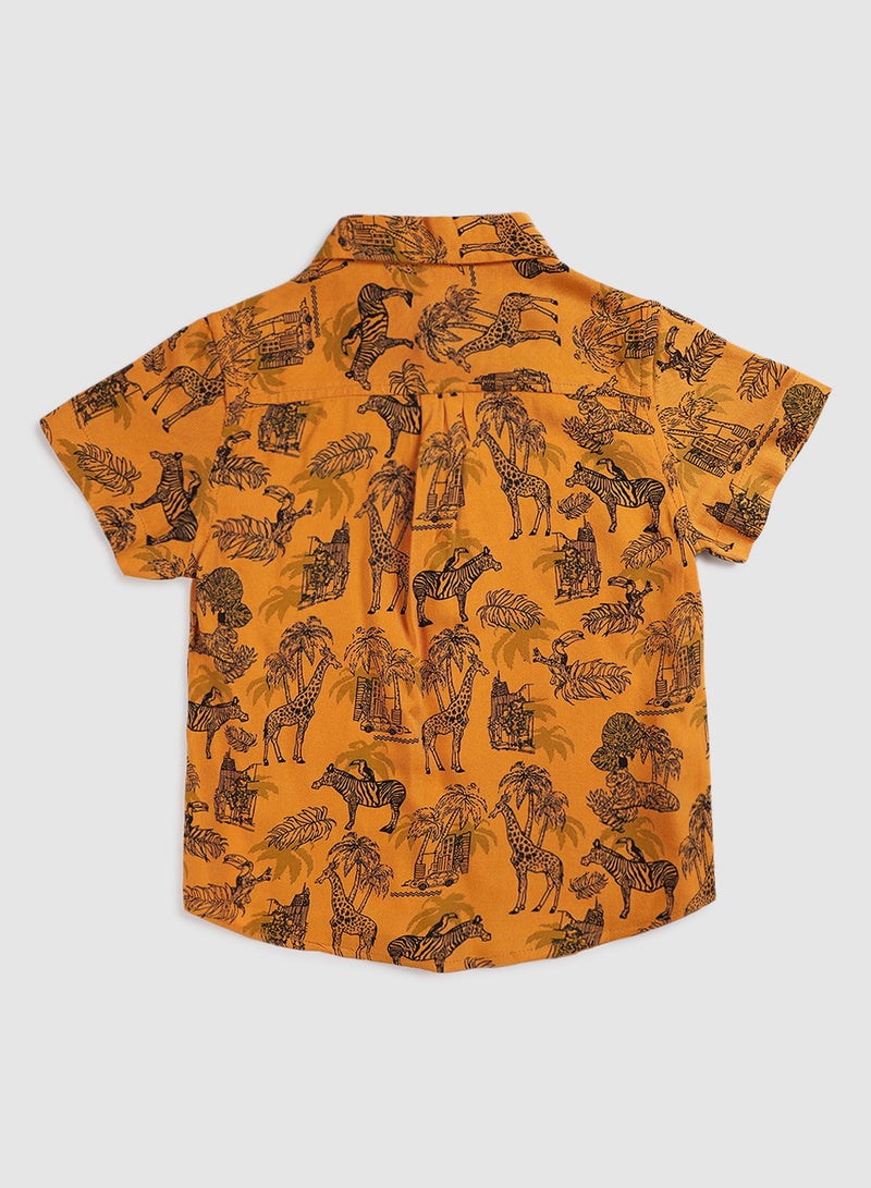 Zarafa - Baby Boys Collar Neck Short Sleeve Shirt Animal Print Multicolour - Image 1