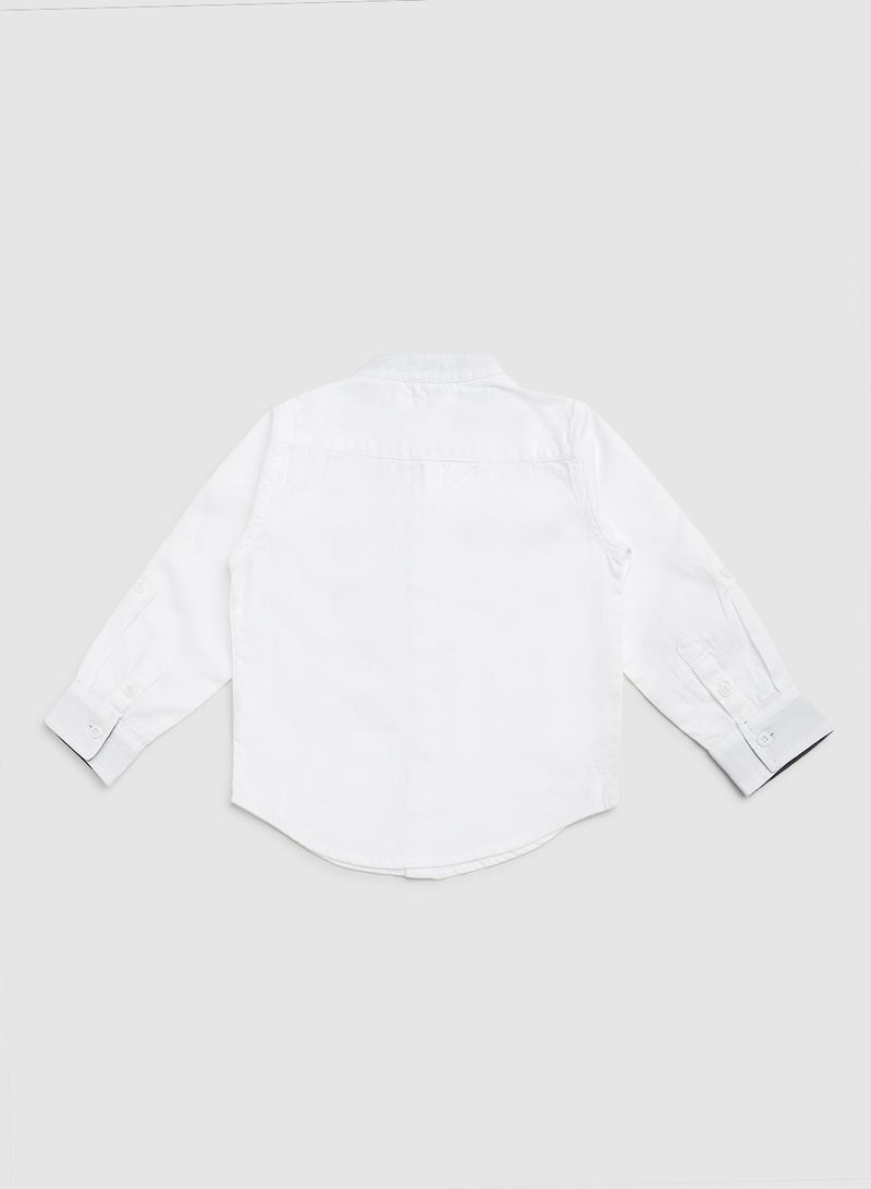 Solid Pattern Pocket Detail Shirt Ivory White