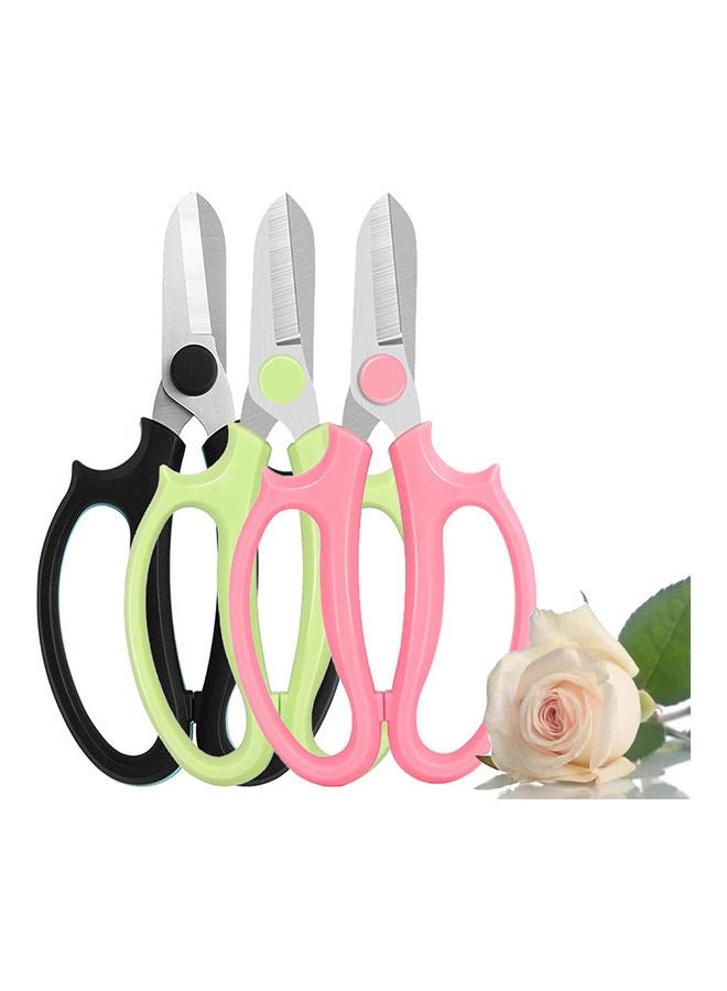Generic 3-Piece Stainless Steel Garden Flower Scissors Multicolour 25x12.5x2.5cm  - Image 1