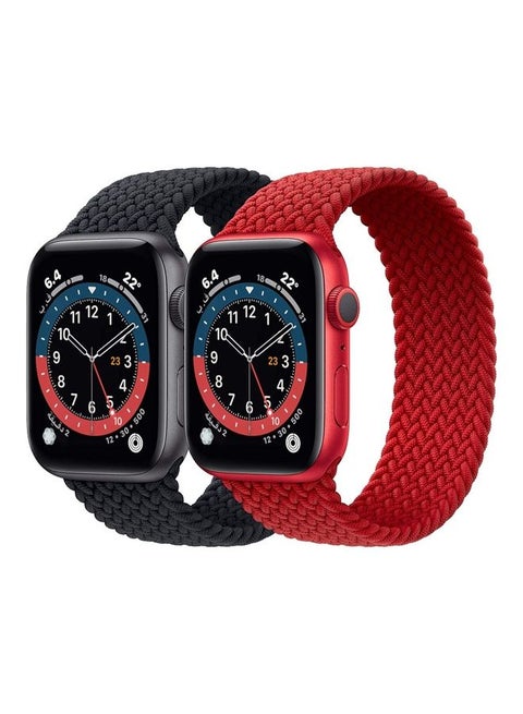 2-Pack Braided Solo Loop Band for Apple Watch 42/44mm Red/Black