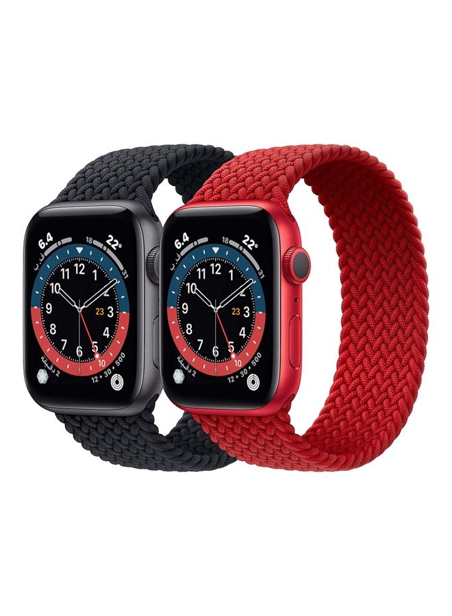MARGOUN - 2-Pack Braided Solo Loop Band for Apple Watch 42/44mm Red/Black - Image 1