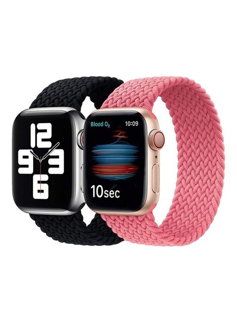 2-Pack Braided Solo Strap Loop Band for Apple Watch 42/44mm Black/Pink