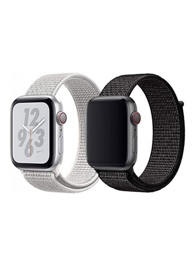 MARGOUN - 2-Pack Nylon Sport Loop Strap Band for Apple Watch 42/44mm Black/White - Image 1