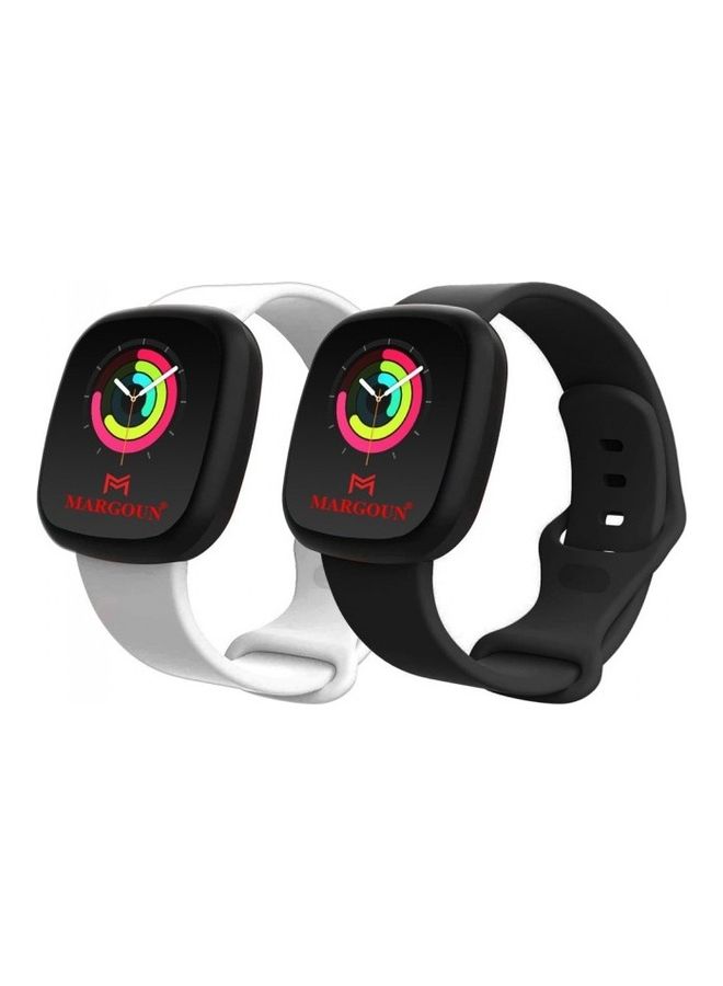 MARGOUN 2-Pack Replacement Silicone Band Versa 3/Fitbit Sense Smart Watch Black/White - Image 1