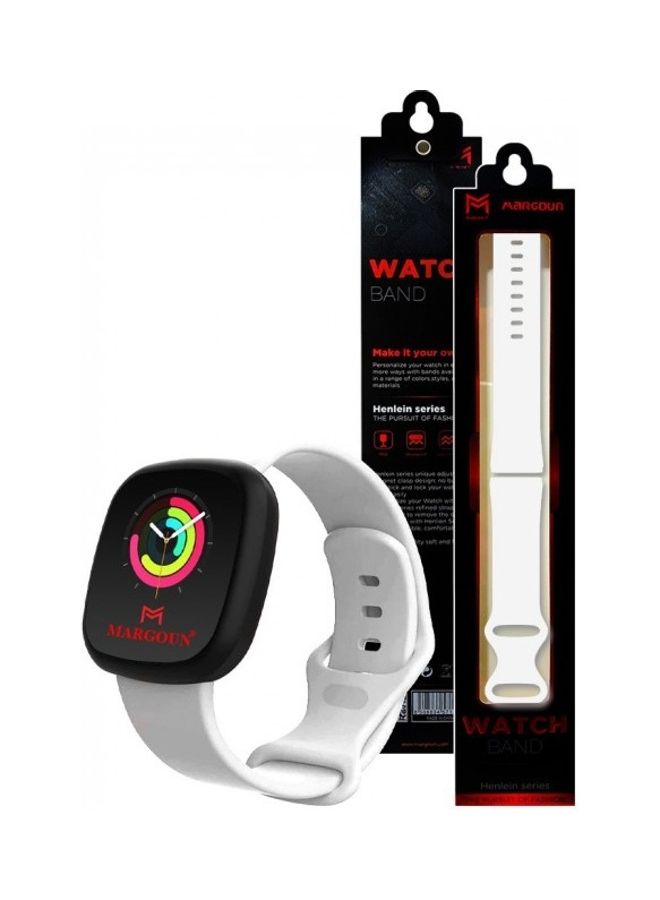 MARGOUN 2-Pack Replacement Silicone Band Versa 3/Fitbit Sense Smart Watch Black/White - Image 3