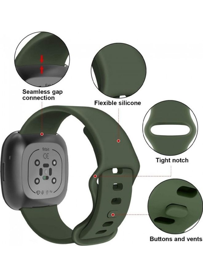 MARGOUN 2-Pack Replacement Silicone Band Fitbit Versa 3/Sense Smart Watch Black/Green - Image 3