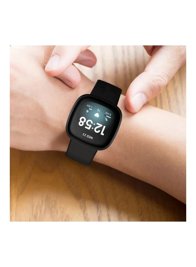 MARGOUN - 2-Pack Replacement Silicone Band For Fitbit Versa 3/ Sense Smart Watch Black - Image 1