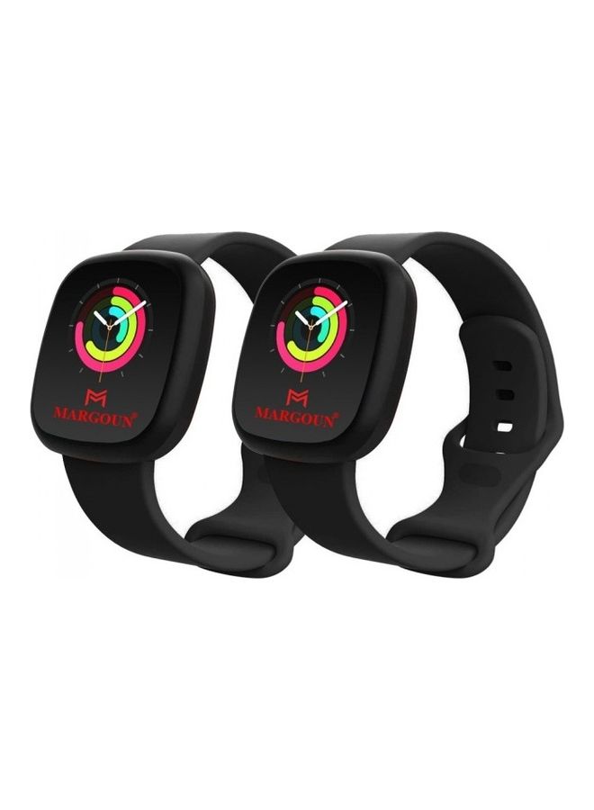 MARGOUN - 2-Pack Replacement Silicone Band For Fitbit Versa 3/ Sense Smart Watch Black - Image 1