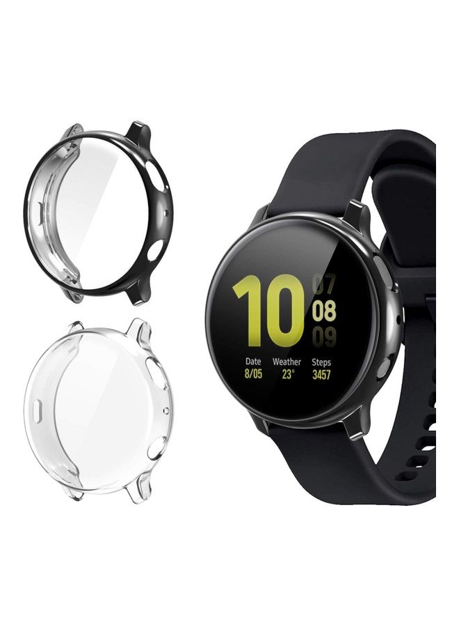 مارجون غطاء حماية واقٍ ممتص للصدمات من البولي يوريثان الحراري لساعة سامسونج جالاكسي أكتيف/2 مقاس 44 مم، من قطعتين أسود/شفاف - Image 2