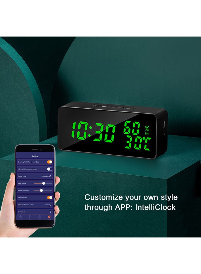 Generic - Smart Large Digital Clock APP Control And Volume Alarm with Snooze Black 21 x 6 x 9cm - Image 1