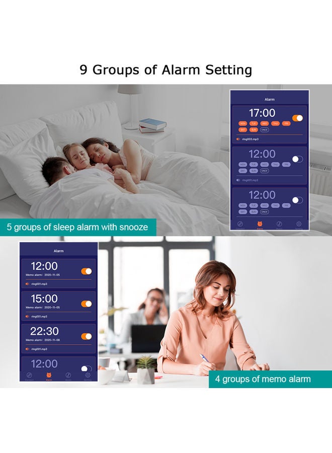 Generic - Smart Large Digital Clock APP Control And Volume Alarm with Snooze Black 21 x 6 x 9cm - Image 1