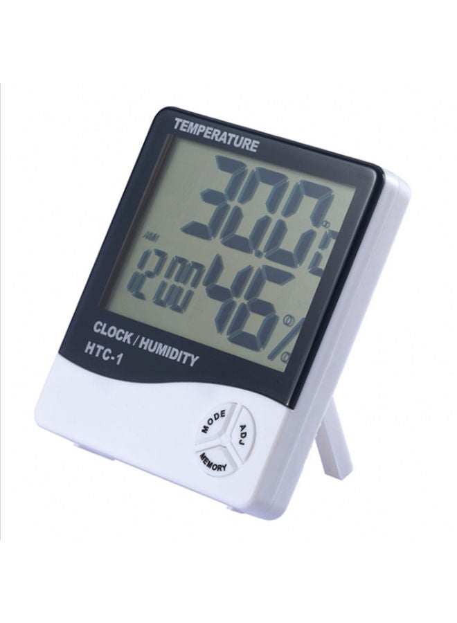 Digital Humidity And Thermometer LCD Alarm Clock White 100 x 99 x 23mm - Image 1