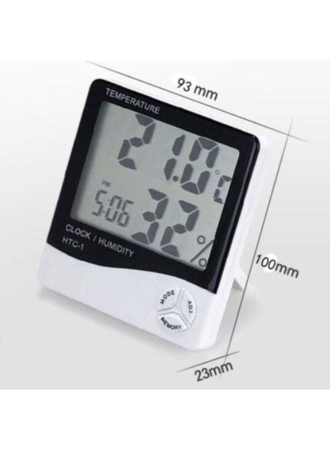 Digital Humidity And Thermometer LCD Alarm Clock White 100 x 99 x 23mm - Image 2