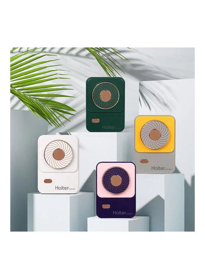 مروحة صغيرة محمولة بدون شفرات مزودة بثلاث سرعات ومنفذ USB للشحن مع بحزام S4-3200 أبيض/ذهبي  - Image 3