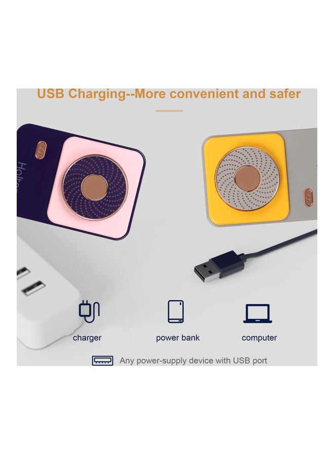 مروحة صغيرة محمولة بدون شفرات مزودة بثلاث سرعات ومنفذ USB للشحن مع بحزام S4-3200 أبيض/ذهبي  - Image 4