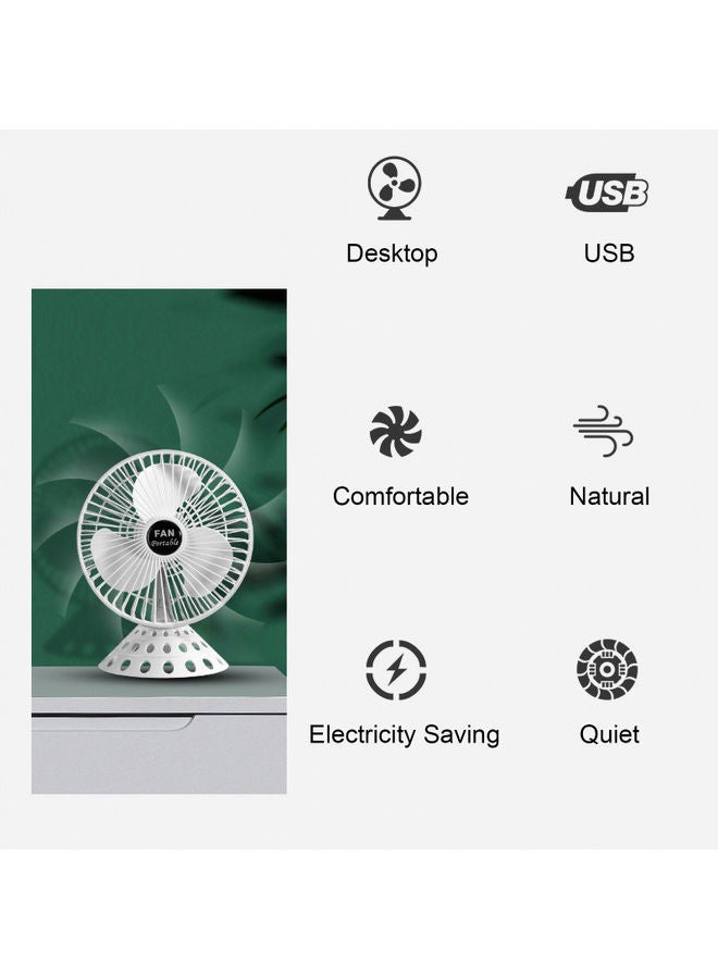 مروحة تبريد محمولة مقاس 6 بوصة توضع على الطاولة تعمل بمنفذ USB للمنزل والسفر والتخييم والمكتب S4-3188 أسود/ أبيض - Image 2