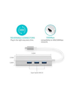 Generic Adapters Type-C To 3 Port Usb & J45 White  - Image 2
