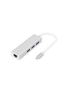 Generic Adapters Type-C To 3 Port Usb & J45 White  - Image 1