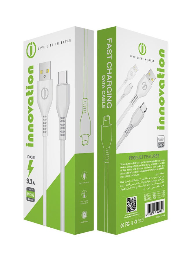 Innovation USB To TYPE-C Fast Charging Data Cable White - Image 2