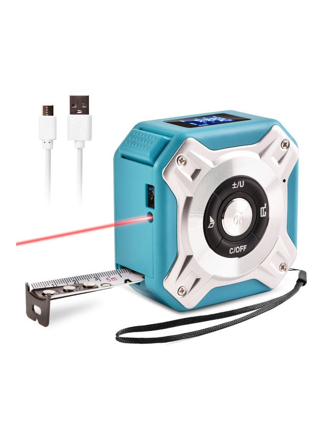 2-In-1 Handheld Electronic Infrared Rangefinder Tape Measure With LCD Display Blue/Silver  - Image 1